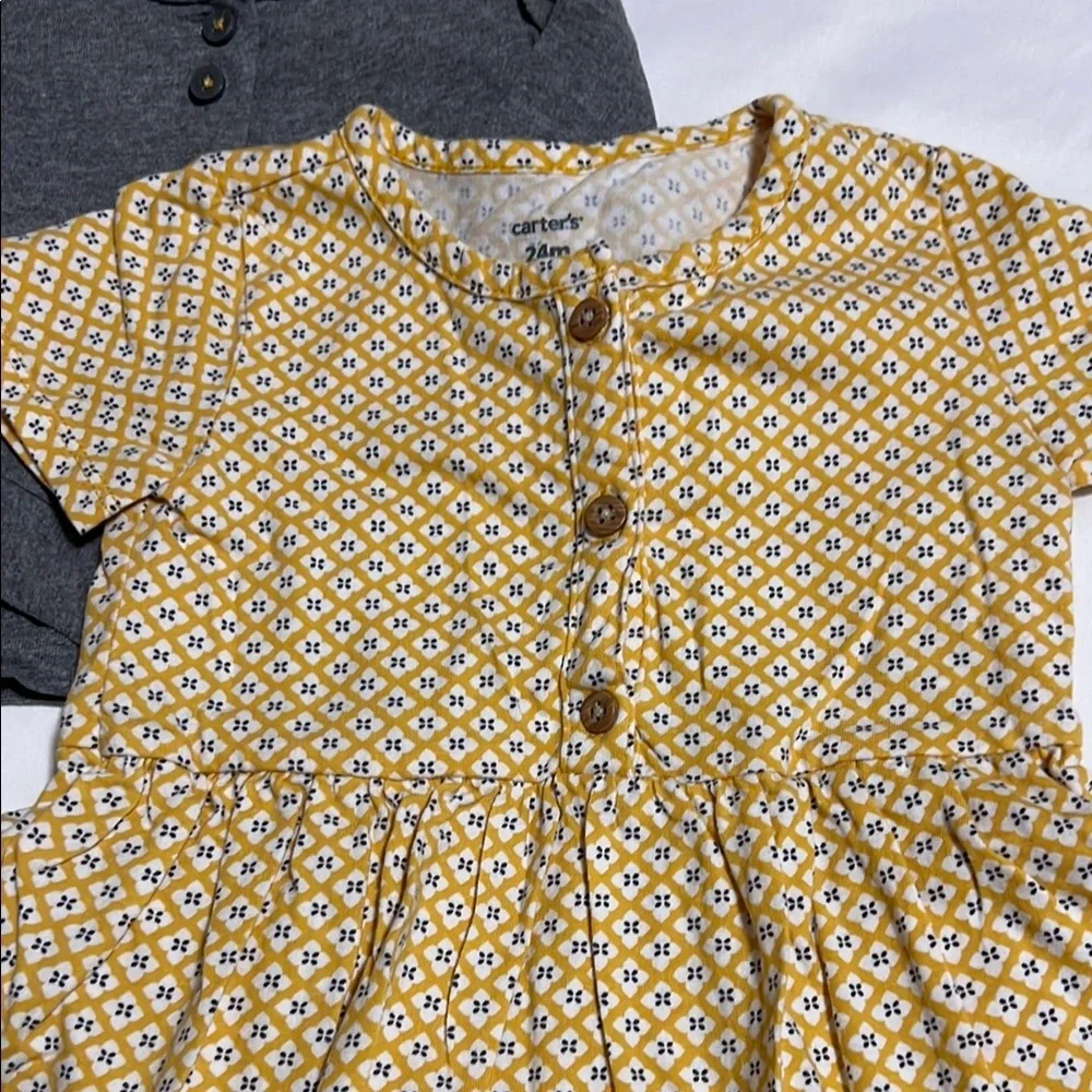 Carter's 2-Piece Patterned Yellow Casual Sundress and Gray Cardigan 24 Months